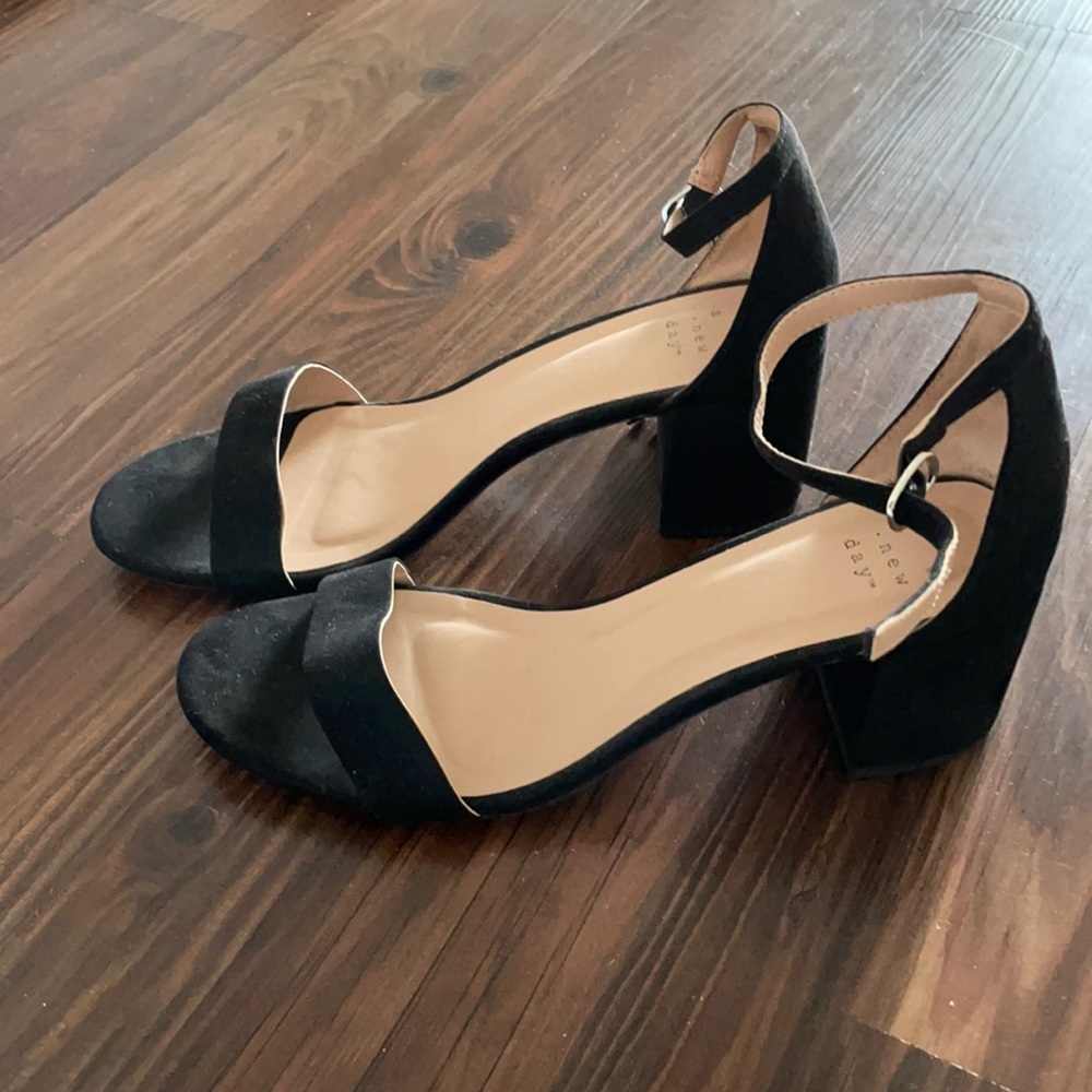 Black Suede Block Heels (9.5)